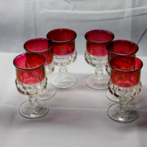 Vintage Tiffin KINGS CROWN 5⅝” Water Wine Goblet RUBY FLASH Thumbprint S... - $38.79