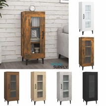 Modern Wooden Narrow Sideboard Storage Cabinet Unit With Glass Door Meta... - £40.58 GBP+