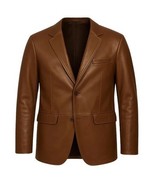 Blazer uomo elegante in pelle fatto a mano formale morbido marrone pura ... - $235.40 CAD+