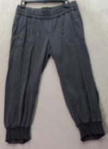 Athleta Capri Joggers Pants Womens Size 8 Gray Elastic Waist Dark Wash Ankle Zip - £17.25 GBP