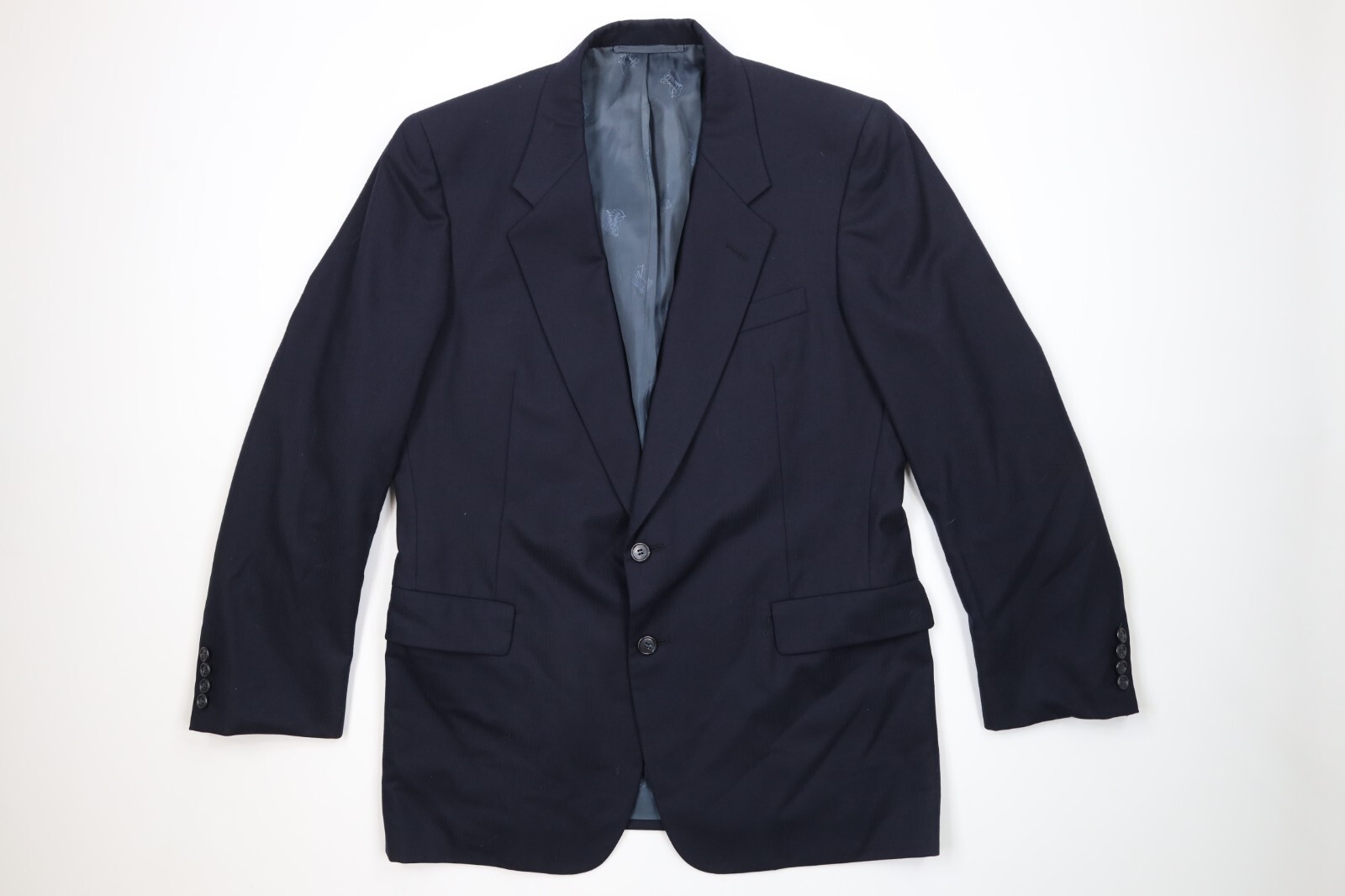 Vtg 80s Hickey Freeman Boardroom Mens 44R 2 Piece Wool Suit Navy Blue 36 Pants Item image 2