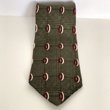 Vintage Bill Blass Black Label 100% Silk Green Brown Cream Geometric Necktie - £26.26 GBP