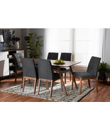 Mitchell Dark Gray Fabric Upholstered and Walnut Brown 7-Piece Dining Set - $24,469.93 MXN