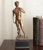 Ebros Renaissance Michelangelo Nude King David Bronze Electroplated Resin Statue - £43.95 GBP