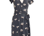 Ann Taylor LOFT Charcoal Gray Cherries Cherry Print Soft Knit Wrap Dress... - $13.81