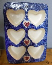 Vintage Hand Painted Heart Cupcake / Muffin Mold 6 Hearts 6.5 x 9&quot; - £12.40 GBP