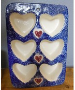 Vintage Hand Painted Heart Cupcake / Muffin Mold 6 Hearts 6.5 x 9&quot; - £12.51 GBP