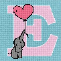 Pepita Needlepoint Canvas: Letter E Elephant Balloon, 7&quot; x 7&quot; - £39.33 GBP+