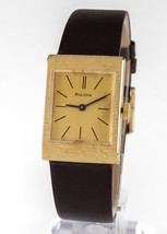 Bulova Men&#39;s 14k Yellow Gold Vintage Hand-Winding Watch Leather Band - £750.05 GBP