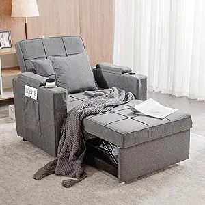 Recliner Sofa, Armchair Cup Holders, 3-In-1 Single Convertible, Futon Ch... - $762.99