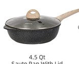 CAROTE 4.5 Qt Saute Pan w/Lid ~ Nonstick ~ BLACK Granite ~ ALL Stovetops - £44.84 GBP