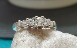 Gorgeous! 14k White Gold Diamond Ring Band Sz 7 Anniversary 4.25g Engagement - £455.59 GBP