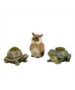 Forest Friends Garden Planter Owl Frog or Turtle with Pot Nature Poly Stone - £27.88 GBP