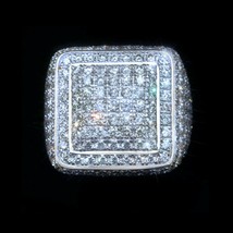 7.4Ct 100% Sterlingsilber Brilliant Künstlicher Diamant Vintage Cluster Mens Mit - £208.59 GBP