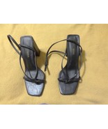 Women&#39;s Fashion Nova Heels Sandal Shoes Black Open Toe Strappy 9M - £11.79 GBP