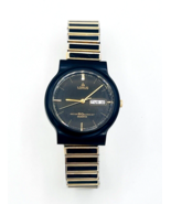 Unisex Lorus Black Gold Water Resistant Day Date Stretch Band Watch Spei... - $94.05