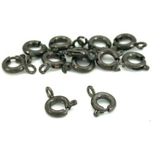 12 Spring Rings Clasp Jewelry Part Gun Metal Plated 6mm - £6.15 GBP