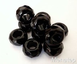 6(Six)  8x14 mm Large Hole Rondelle Beads: Jet - £1.74 GBP