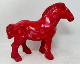 Vintage Red Plastic Horse Clydesdale 9 In Tall - $14.95
