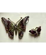 Liz Claiborne Butterfly Pin Brooch Set Cloisonné - £15.68 GBP