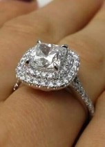Lab Created 2.80Ct White Sapphire Halo Engagement Ring 14k White Gold Size 9.5 - £212.56 GBP
