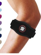 Tennis Elbow Brace, Tendonitis Support, 3 Straps, Fits 9-23”, Black - $14.73