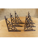 6 Antique Style Shelf Brace Wall Bracket Cast Iron Brackets Vine Garden ... - $63.07 CAD