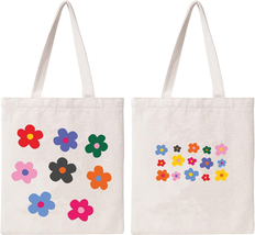 Small Flower Tote Bag Aesthetic Floral Canvas Bag Hippie Flower Cotton C... - $19.78