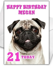 PUG PUP Personalised Birthday Card - Large A5 - Pug Puppy Birthday Card ... - £3.28 GBP