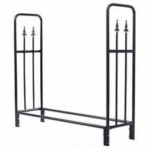 4 Feet Outdoor Heavy Duty Steel Firewood Wood Storage Rack - Color: Black - $2,441.01 MXN