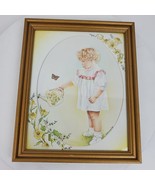 Vintage 1975 Nursery ART Child Watering Flowers 11x9 Inch by E Livesey - $22.44