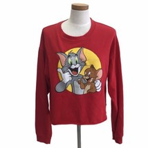 Tom And Jerry Sweatshirt Women&#39;s Jerry Leigh Red Cropped Crew Neck Size ... - £18.41 GBP