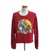 Tom And Jerry Sweatshirt Women&#39;s Jerry Leigh Red Cropped Crew Neck Size ... - £18.18 GBP