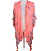 Steve Madden Shawl Jacket Poncho Peach Geometric Beaded One Size - $25.00