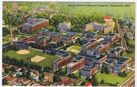 Ohio Postcard Cincinnati Aerial View Of General Hospital - £2.36 GBP