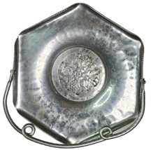 Vintage CROMWELL Hammered Aluminum Serving Tray With Handle Dish Fruits Nuts 9in - £15.97 GBP