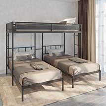 Metal Triple Twin Bunk Bed/ Sturdy Metal Bed Frame/ Noise-free Wood Slat... - £306.75 GBP