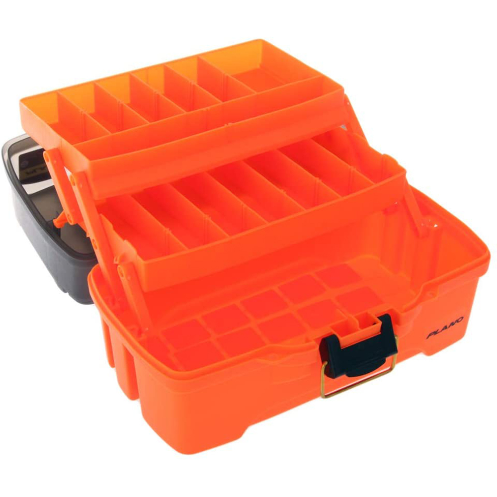 Primary image for Plano 2-Tray Tackle Box w/Dual Top Access - Smoke & Bright Orange
