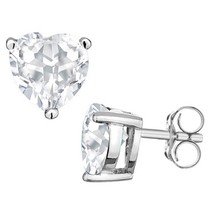5MM Heart Cut White Topaz 1.2CTW Stud Earrings in Sterling Silver - $37.00