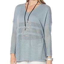 WynneLayers Mesh-Detail Unstructured V-Neck Sweater LARGE (616) - £34.41 GBP