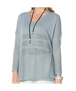 WynneLayers Mesh-Detail Unstructured V-Neck Sweater LARGE (616) - £34.25 GBP