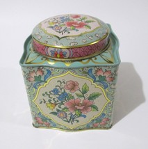 Vintage Daher Small Tin Cabbage Rose Floral Pattern Tea Caddy Round Lid - £15.80 GBP