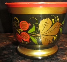 Vintage Handpainted Handcarved Wooden Cup From Russia Khohloma Design - £4.79 GBP
