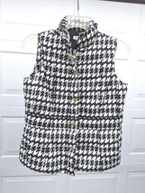 Madison Houndstooth Puffer Vest Women Petite Sleeveless Zip Pockets Blac... - £23.54 GBP