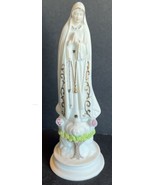 Vintage Virgin Mary porcelain 6 Inch Statue Figure Christian Golden Trim - £26.37 GBP