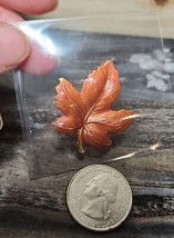 Vintage Hand Painted Enamel on Gold Tone Maple Leaf Brooch Pin Marked “KC” - £8.21 GBP