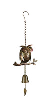 Zeckos Decorative Metal Owl Mottled Finish Wind Chime Sculpture - £16.29 GBP