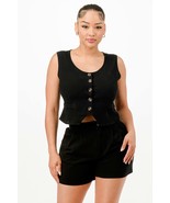 Casual Cropped Vest And Short Set - $57.44 CAD
