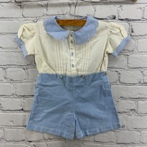 Vintage Baby Outfit Handmade in Madeira Portugal Sz 2 Blue White Unisex - $39.59
