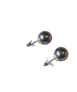 Gray Faux Pearl Large 11mm Round Plastic Stud Pierced Earrings - $10.00